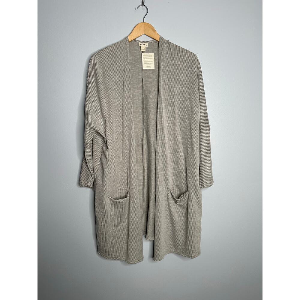 DONNI Sandwash Cardigan‎ Women OS Sable NWT Ribbed Open Front Oversized Pocket